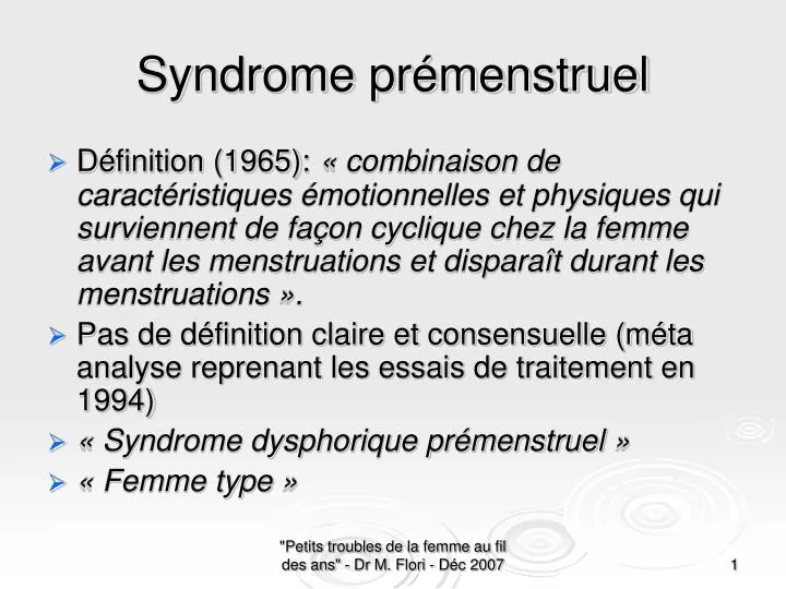 syndrome pr menstruel