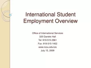 International Student Employment Overview