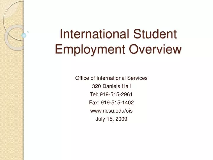 international student employment overview