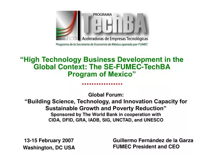 high technology business development in the global context the se fumec techba program of mexico