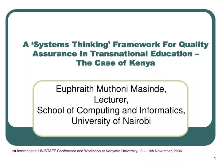 a systems thinking framework for quality assurance in transnational education the case of kenya