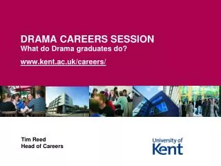 DRAMA CAREERS SESSION What do Drama graduates do? www.kent.ac.uk/careers/