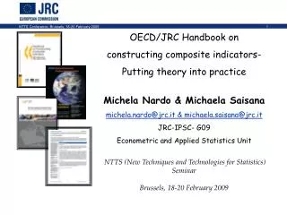 OECD/JRC Handbook on constructing composite indicators- Putting theory into practice Michela Nardo &amp; Michaela Sai
