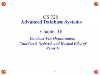 CS 728 Advanced Database Systems Chapter 16