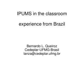 IPUMS in the classroom experience from Brazil