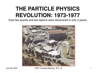 THE PARTICLE PHYSICS REVOLUTION: 1973-1977 (how two quarks and two leptons were discovered in only 4 years)