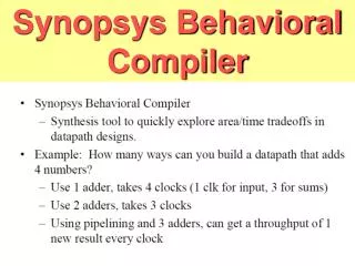 Synopsys Behavioral Compiler