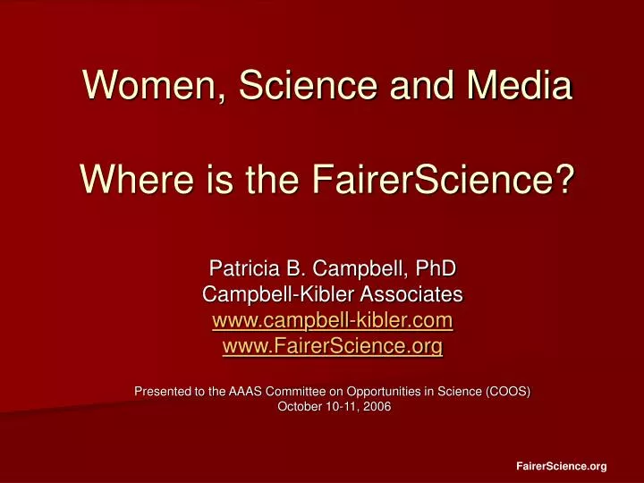 women science and media where is the fairerscience