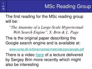 MSc Reading Group