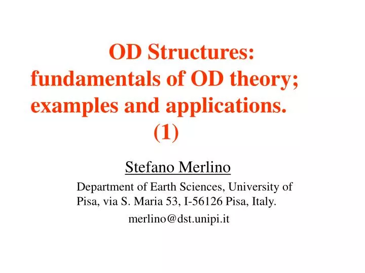 od structures fundamentals of od theory examples and applications 1