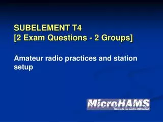 SUBELEMENT T4 [2 Exam Questions - 2 Groups]