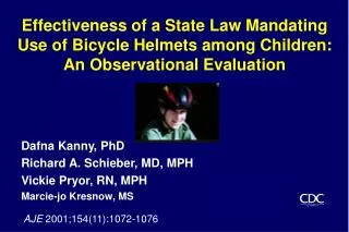 Effectiveness of a State Law Mandating Use of Bicycle Helmets among Children: An Observational Evaluation