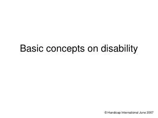 Basic concepts on disability