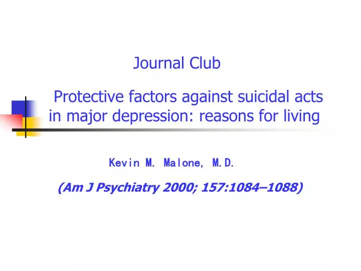 protective factors against suicidal acts in major depression reasons for living