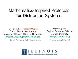 Mathematics-Inspired Protocols for Distributed Systems