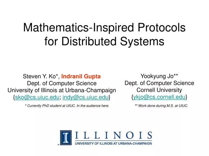 mathematics inspired protocols for distributed systems