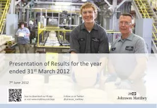 Presentation of Results for the year ended 31 st March 2012