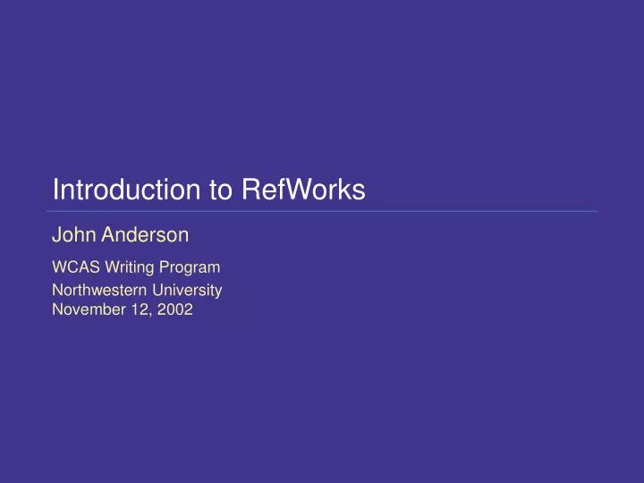 introduction to refworks