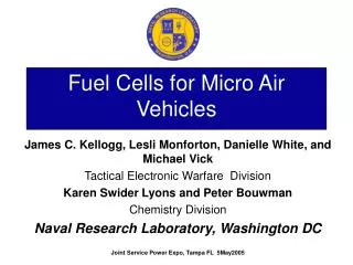 Fuel Cells for Micro Air Vehicles