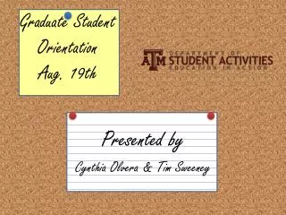 Graduate Student Orientation Aug. 19th