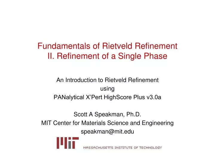 fundamentals of rietveld refinement ii refinement of a single phase