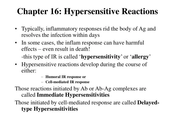 chapter 16 hypersensitive reactions