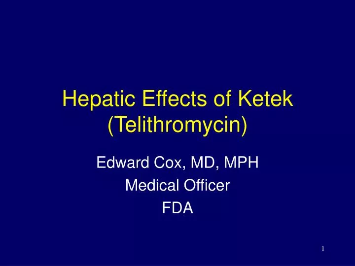 hepatic effects of ketek telithromycin