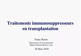 traitements immunosuppresseurs en transplantation