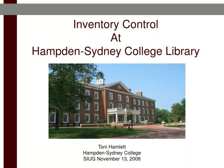 inventory control at hampden sydney college library