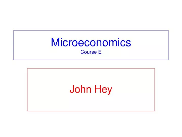 microeconomics course e