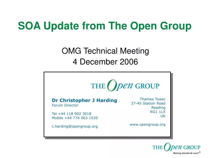 soa update from the open group