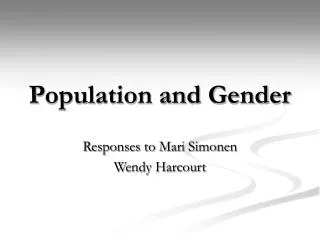 Population and Gender