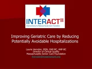 Improving Geriatric Care by Reducing Potentially Avoidable Hospitalizations