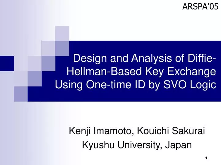 design and analysis of diffie hellman based key exchange using one time id by svo logic