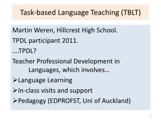 Task-based Language Teaching (TBLT)