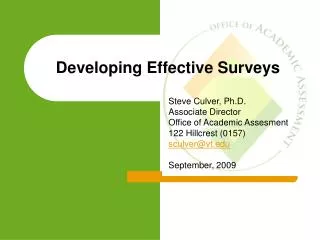 Developing Effective Surveys