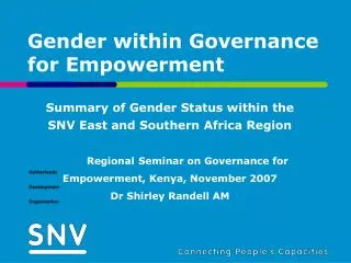 Gender within Governance for Empowerment