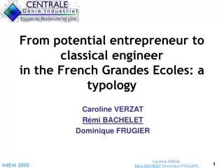 From potential entrepreneur to classical engineer in the French Grandes Ecoles: a typology