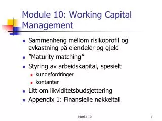 Module 10: Working Capital Management
