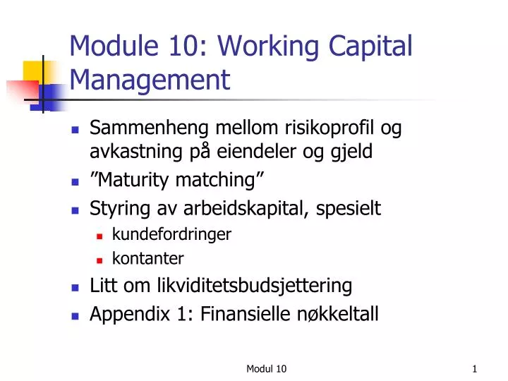 module 10 working capital management