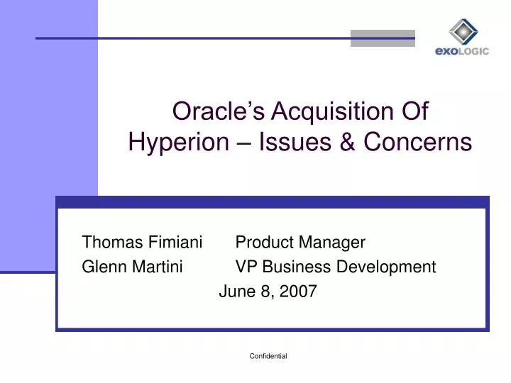 oracle s acquisition of hyperion issues concerns