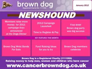 Brown Dog is a Registered Charity (1111550) Raising money to help men, women and children who have cancer www.cancerbro