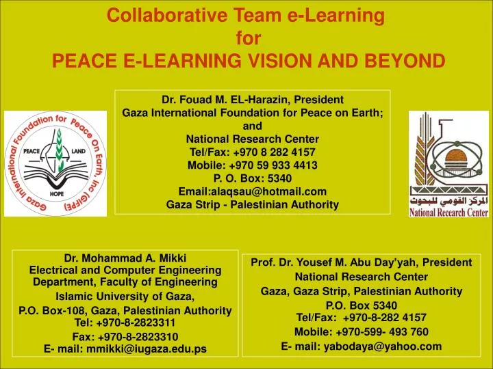 collaborative team e learning for peace e learning vision and beyond