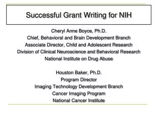 Successful Grant Writing for NIH