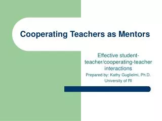Cooperating Teachers as Mentors