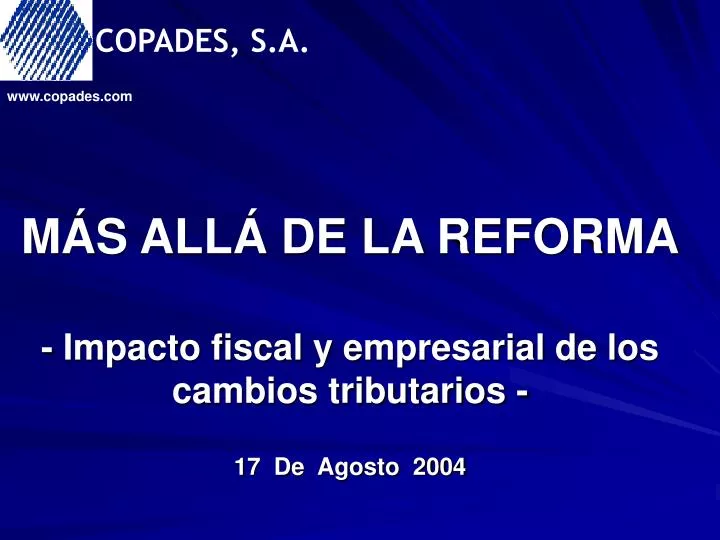 m s all de la reforma impacto fiscal y empresarial de los cambios tributarios 17 de agosto 2004