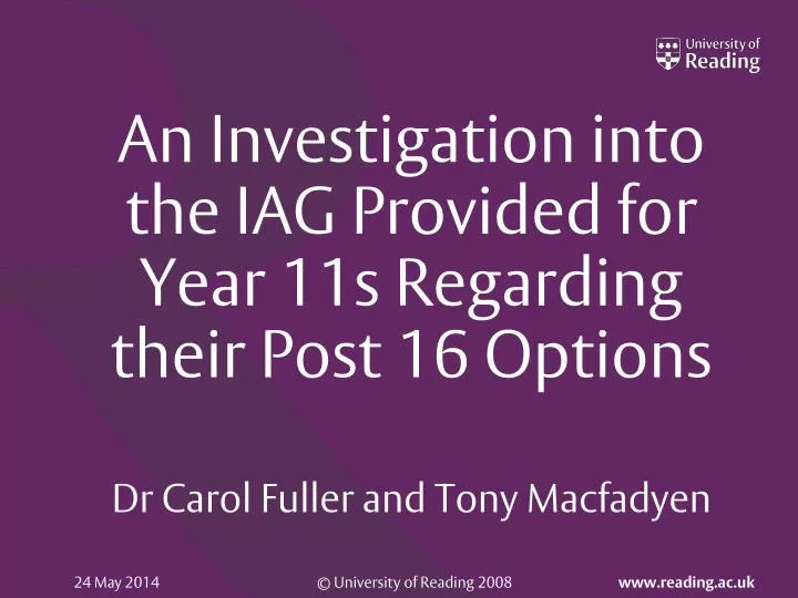 an investigation into the iag provided for year 11s regarding their post 16 options