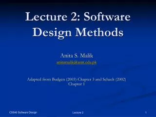 Lecture 2: Software Design Methods