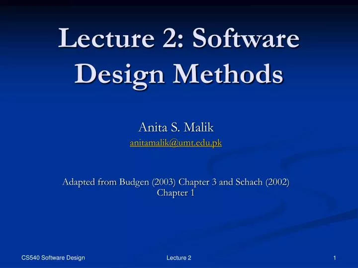 lecture 2 software design methods