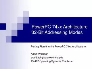 PowerPC 74xx Architecture 32-Bit Addressing Modes